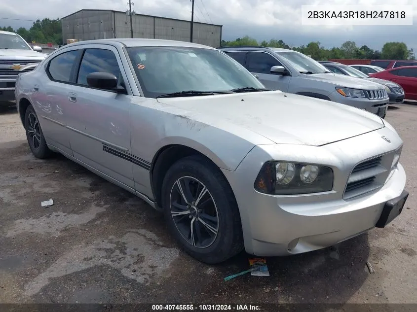 2008 Dodge Charger VIN: 2B3KA43R18H247818 Lot: 40745555