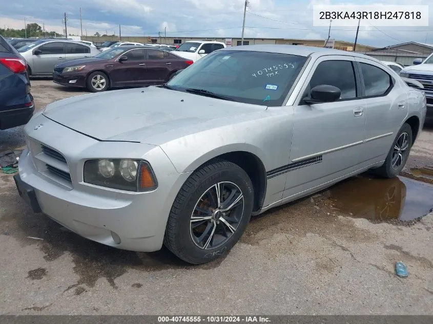 2008 Dodge Charger VIN: 2B3KA43R18H247818 Lot: 40745555