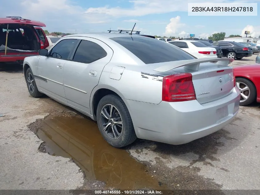 2008 Dodge Charger VIN: 2B3KA43R18H247818 Lot: 40745555