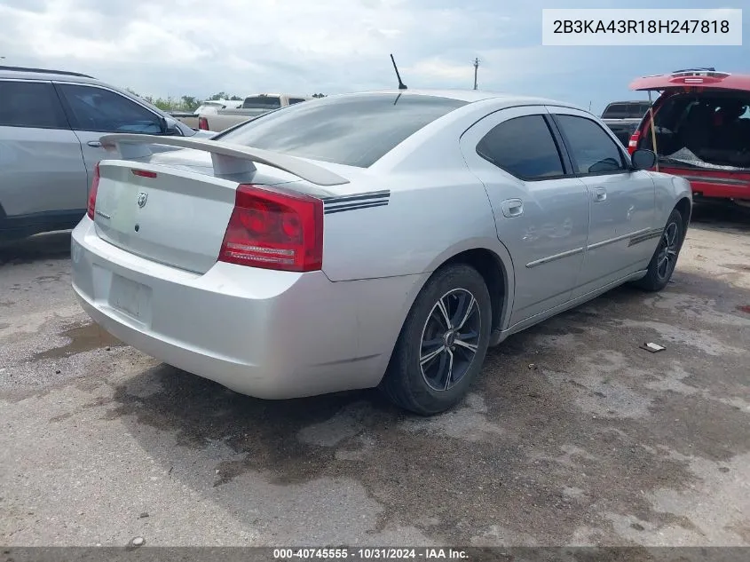 2008 Dodge Charger VIN: 2B3KA43R18H247818 Lot: 40745555