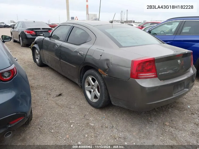 2008 Dodge Charger VIN: 2B3LA43G18H182228 Lot: 40858962