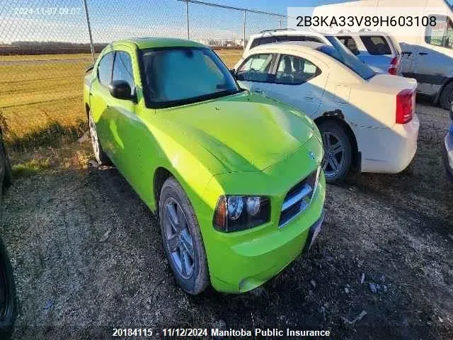 2009 Dodge Charger Sxt VIN: 2B3KA33V89H603108 Lot: 20184115