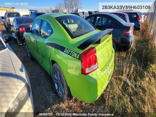 2009 Dodge Charger Sxt VIN: 2B3KA33V89H603108 Lot: 20184115