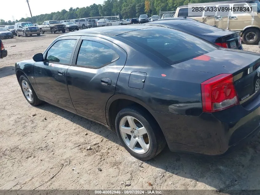 2009 Dodge Charger Sxt VIN: 2B3KA33V89H578341 Lot: 40052946