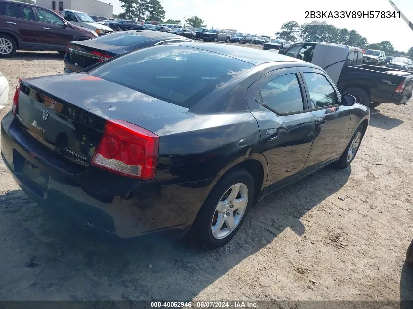 2009 Dodge Charger Sxt VIN: 2B3KA33V89H578341 Lot: 40052946