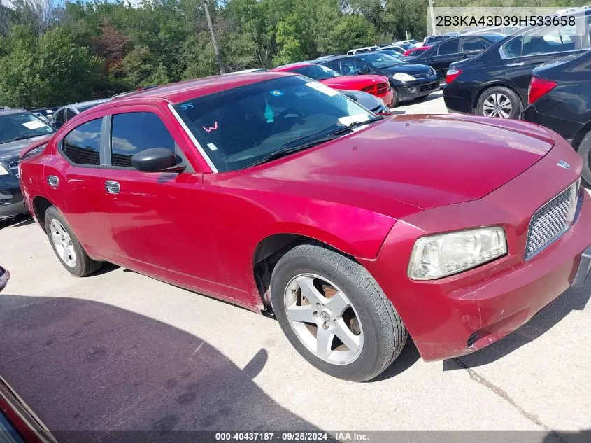 2009 Dodge Charger Se VIN: 2B3KA43D39H533658 Lot: 40437187