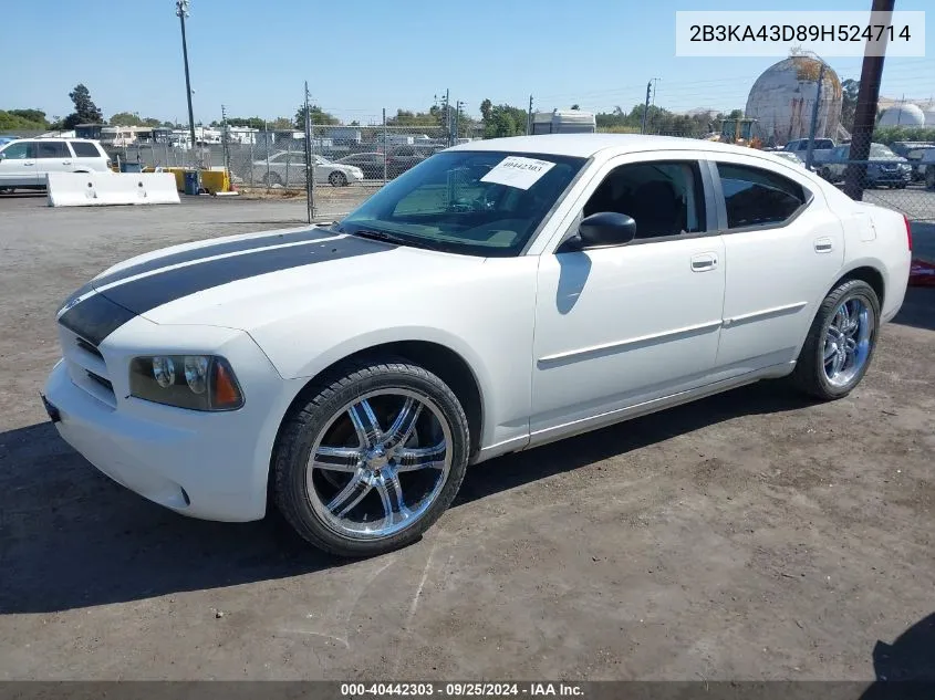 2009 Dodge Charger Se VIN: 2B3KA43D89H524714 Lot: 40442303