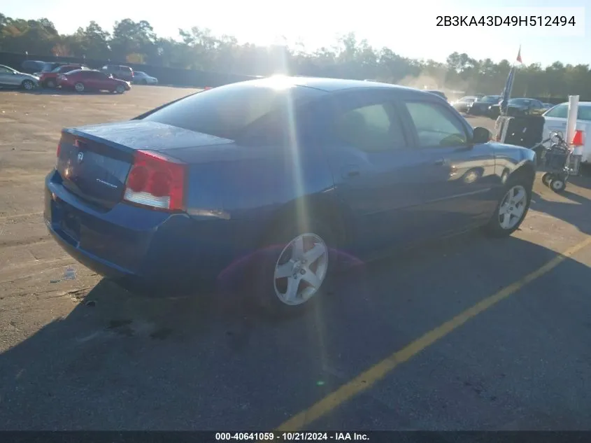 2009 Dodge Charger Se VIN: 2B3KA43D49H512494 Lot: 40641059