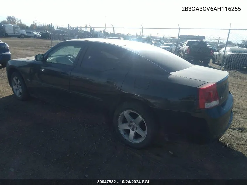 2010 Dodge Charger Sxt VIN: 2B3CA3CV6AH116255 Lot: 30047532