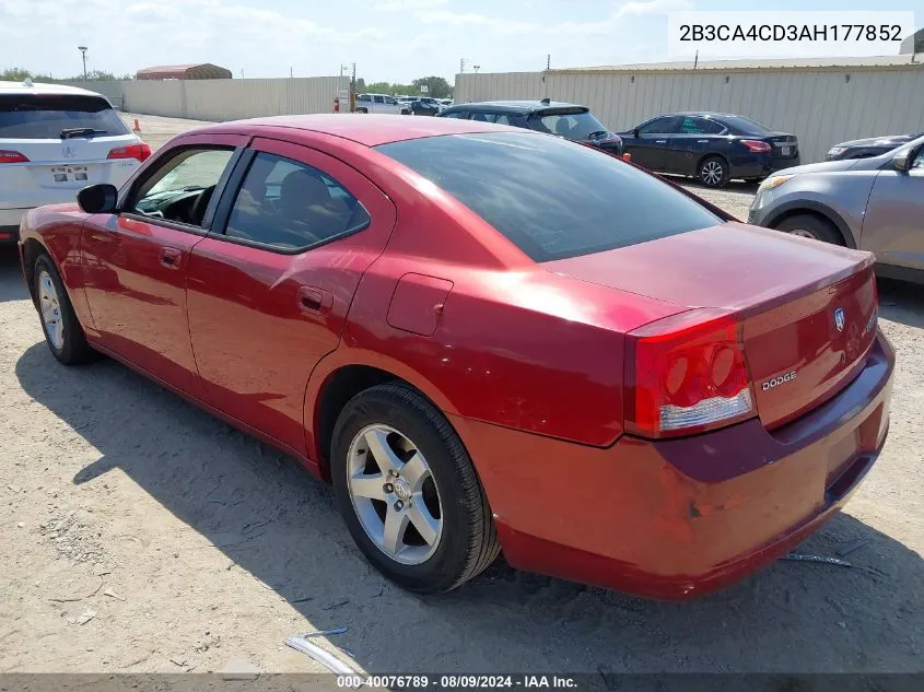 2010 Dodge Charger VIN: 2B3CA4CD3AH177852 Lot: 40076789