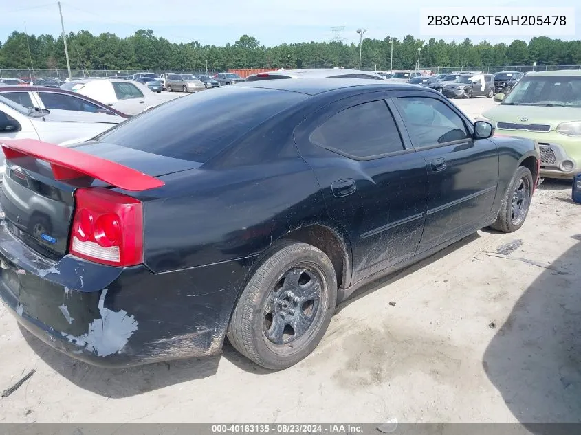 2010 Dodge Charger VIN: 2B3CA4CT5AH205478 Lot: 40163135