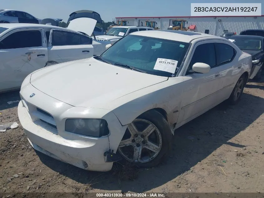 2010 Dodge Charger Sxt VIN: 2B3CA3CV2AH192247 Lot: 40313930