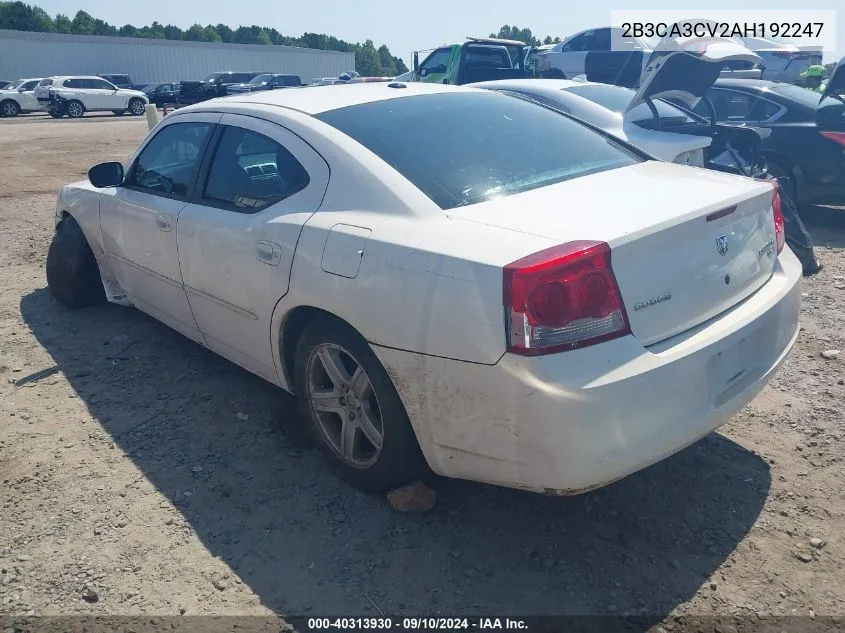 2010 Dodge Charger Sxt VIN: 2B3CA3CV2AH192247 Lot: 40313930