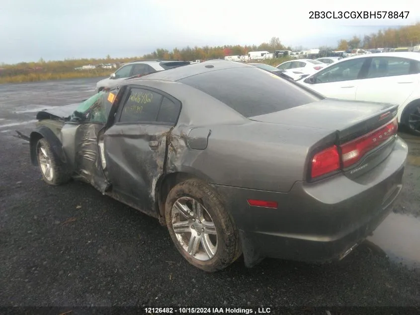 2011 Dodge Charger VIN: 2B3CL3CGXBH578847 Lot: 12126482