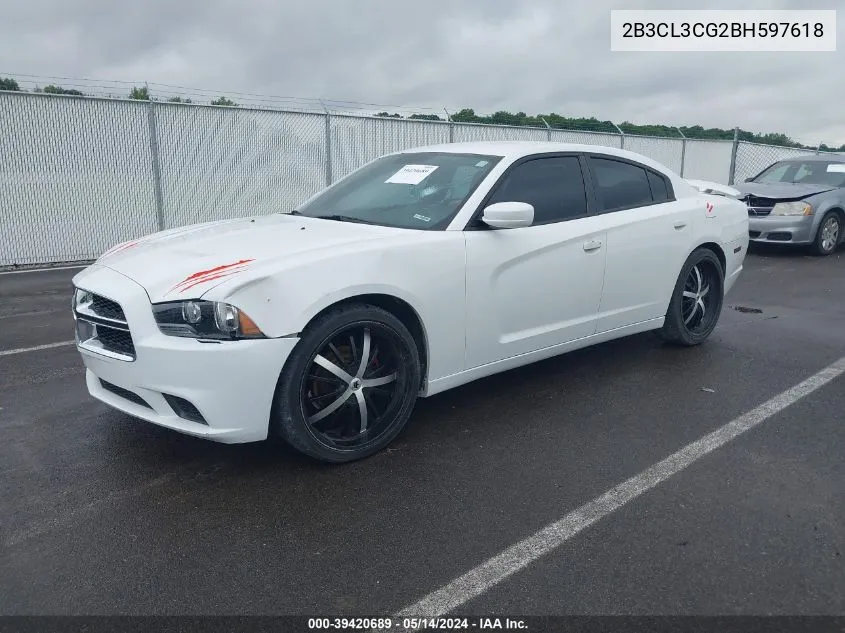 2011 Dodge Charger VIN: 2B3CL3CG2BH597618 Lot: 39420689