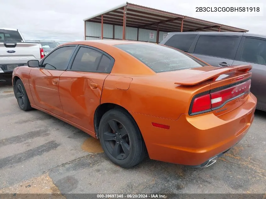 2011 Dodge Charger VIN: 2B3CL3CGOBH581918 Lot: 39697345