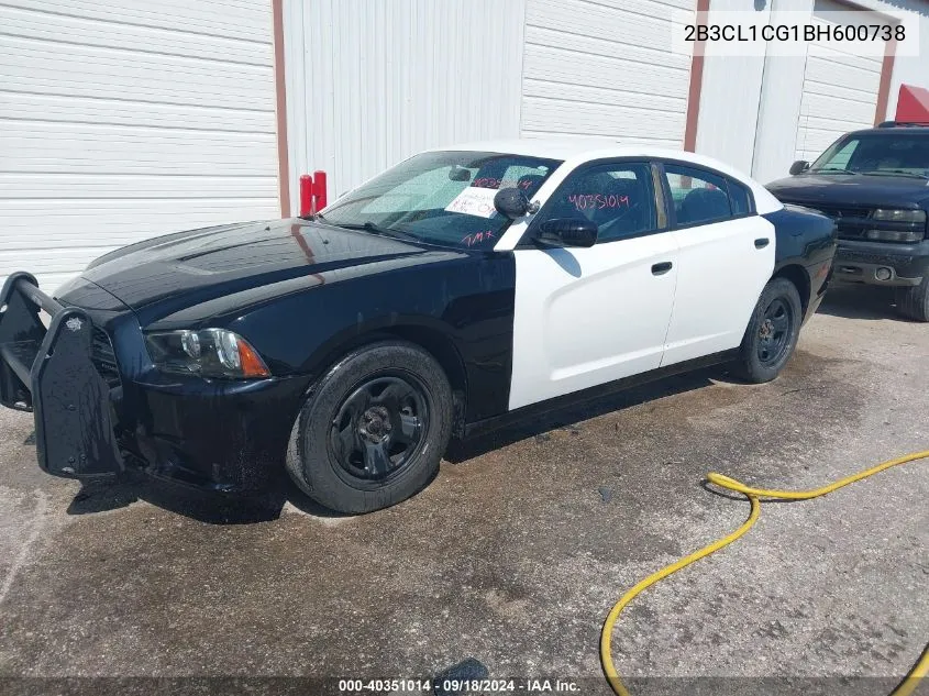 2011 Dodge Charger Police VIN: 2B3CL1CG1BH600738 Lot: 40351014