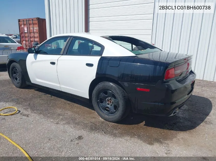 2011 Dodge Charger Police VIN: 2B3CL1CG1BH600738 Lot: 40351014