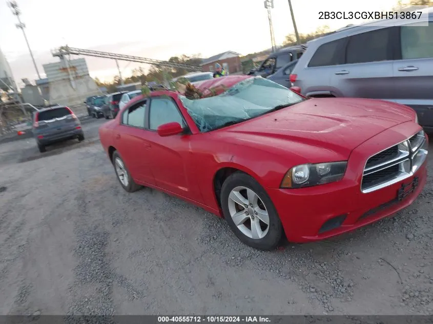 2011 Dodge Charger VIN: 2B3CL3CGXBH513867 Lot: 40555712