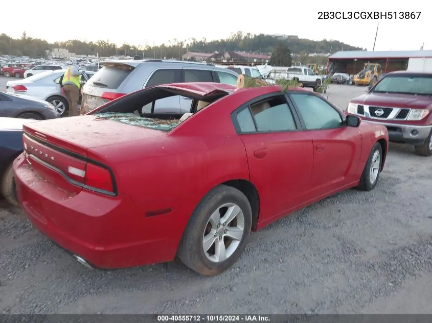 2011 Dodge Charger VIN: 2B3CL3CGXBH513867 Lot: 40555712