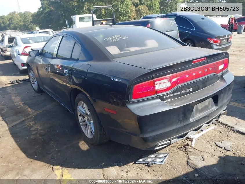 2011 Dodge Charger VIN: 2B3CL3CG1BH505723 Lot: 40603630