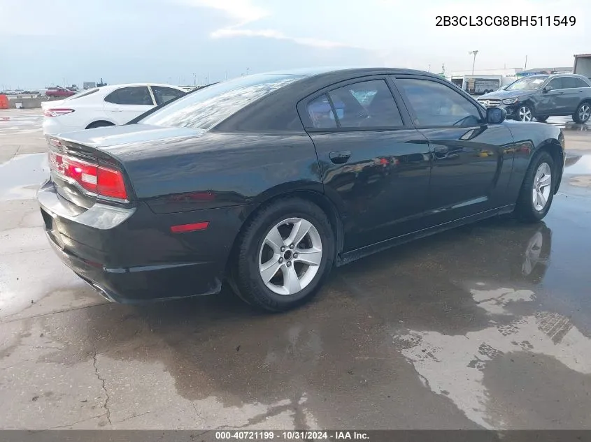 2011 Dodge Charger VIN: 2B3CL3CG8BH511549 Lot: 40721199