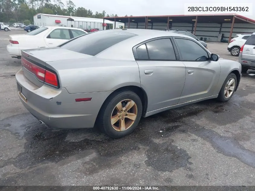 2011 Dodge Charger VIN: 2B3CL3CG9BH543362 Lot: 40792630