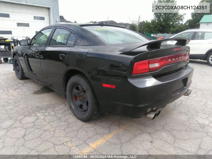 2012 Dodge Charger Police VIN: 2C3CDXAG8CH124351 Lot: 12082764