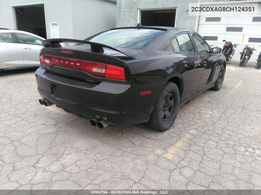 2012 Dodge Charger Police VIN: 2C3CDXAG8CH124351 Lot: 12082764