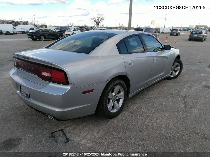 2012 Dodge Charger Se VIN: 2C3CDXBG8CH120265 Lot: 20182248