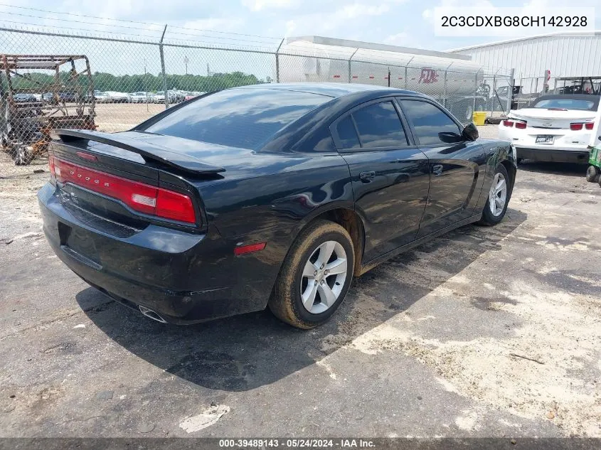 2012 Dodge Charger Se VIN: 2C3CDXBG8CH142928 Lot: 39489143