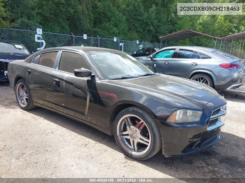 2012 Dodge Charger Se VIN: 2C3CDXBG9CH218463 Lot: 40058109