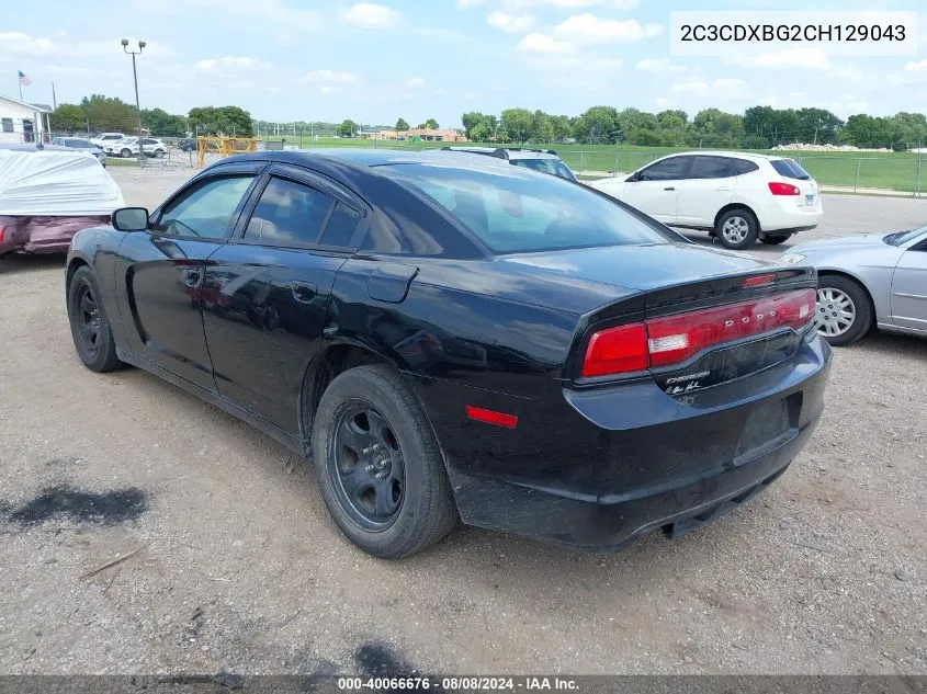 2012 Dodge Charger Se VIN: 2C3CDXBG2CH129043 Lot: 40066676