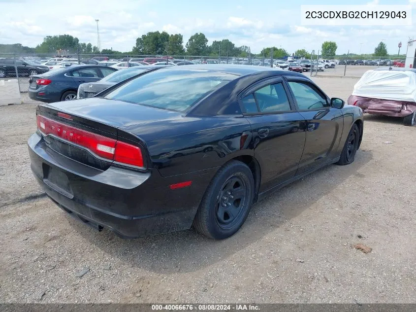 2012 Dodge Charger Se VIN: 2C3CDXBG2CH129043 Lot: 40066676