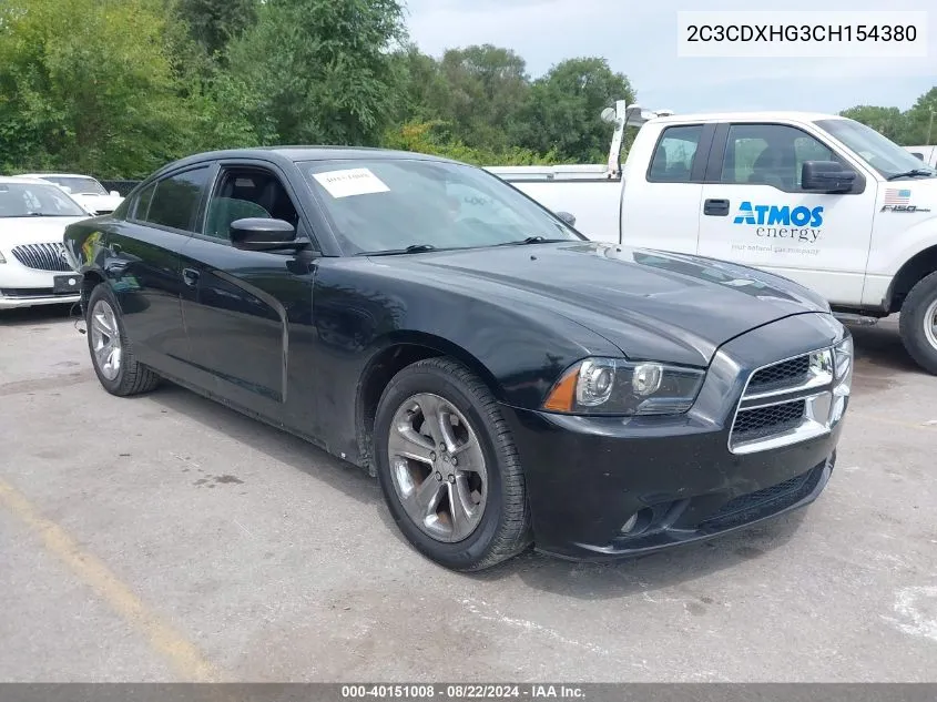 2012 Dodge Charger Sxt VIN: 2C3CDXHG3CH154380 Lot: 40151008