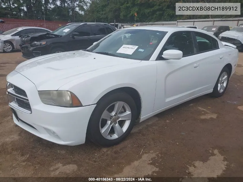 2012 Dodge Charger Se VIN: 2C3CDXBG8CH189912 Lot: 40156343