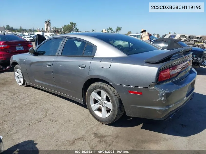 2012 Dodge Charger Se VIN: 2C3CDXBG8CH119195 Lot: 40269311