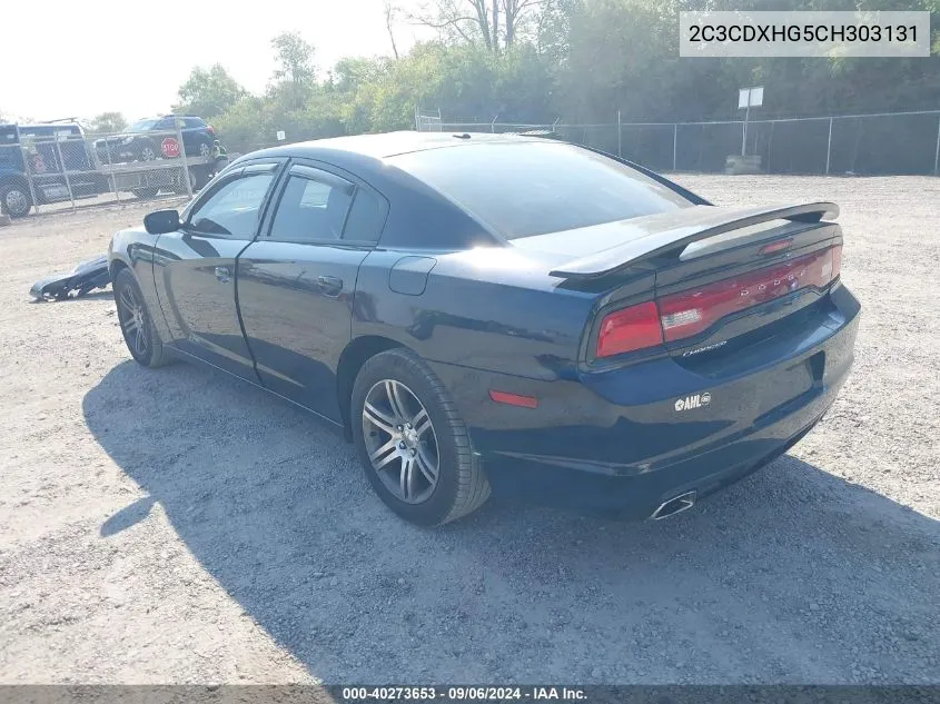 2012 Dodge Charger Sxt VIN: 2C3CDXHG5CH303131 Lot: 40273653