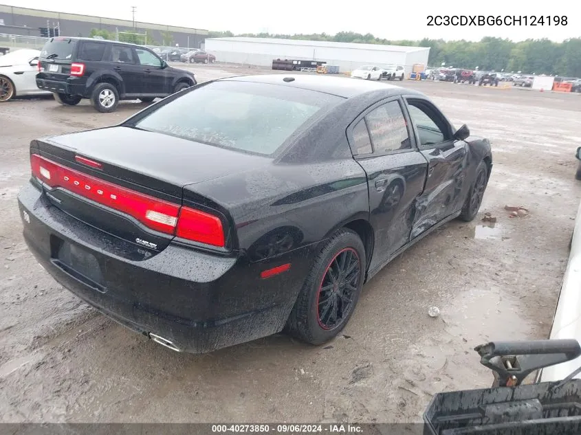 2012 Dodge Charger Se VIN: 2C3CDXBG6CH124198 Lot: 40273850