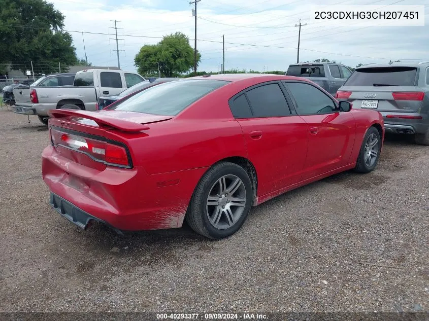 2012 Dodge Charger Sxt VIN: 2C3CDXHG3CH207451 Lot: 40293377