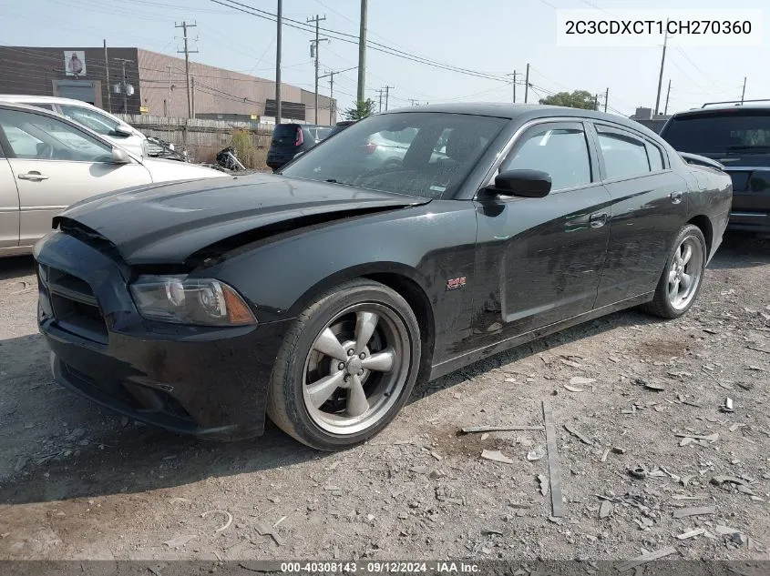 2012 Dodge Charger R/T VIN: 2C3CDXCT1CH270360 Lot: 40308143