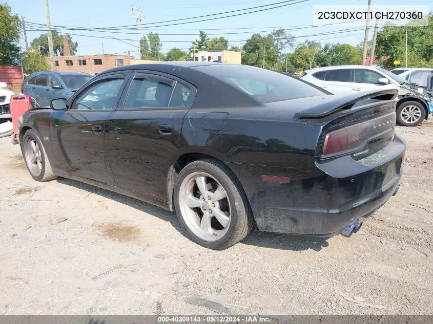 2012 Dodge Charger R/T VIN: 2C3CDXCT1CH270360 Lot: 40308143