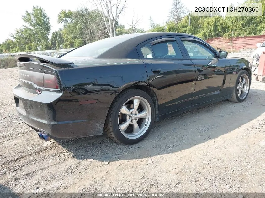 2012 Dodge Charger R/T VIN: 2C3CDXCT1CH270360 Lot: 40308143