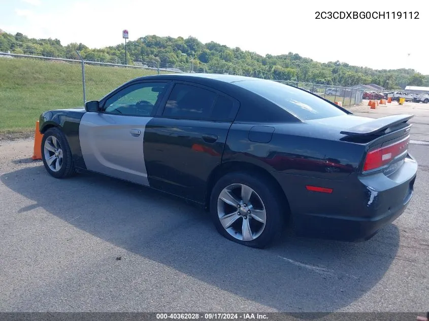 2012 Dodge Charger Se VIN: 2C3CDXBG0CH119112 Lot: 40362028