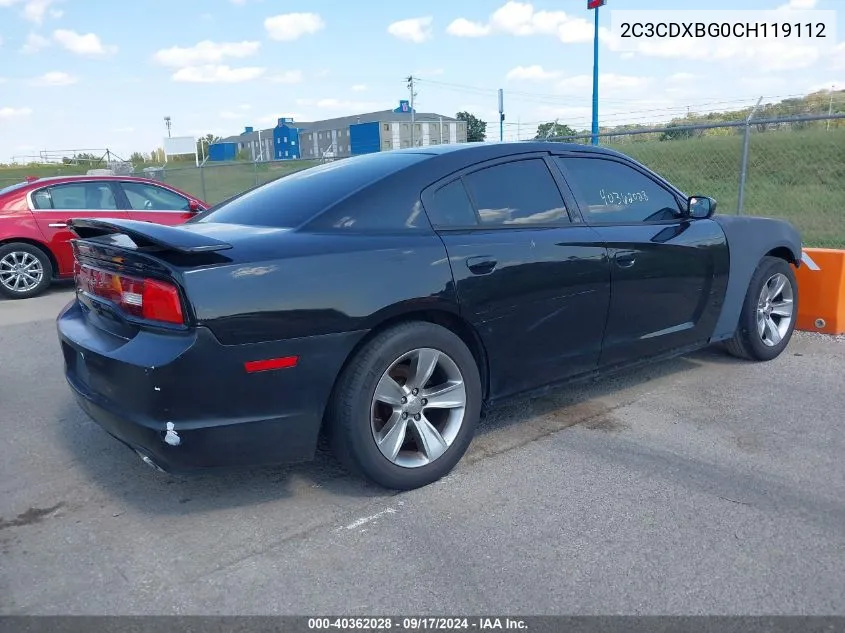 2012 Dodge Charger Se VIN: 2C3CDXBG0CH119112 Lot: 40362028