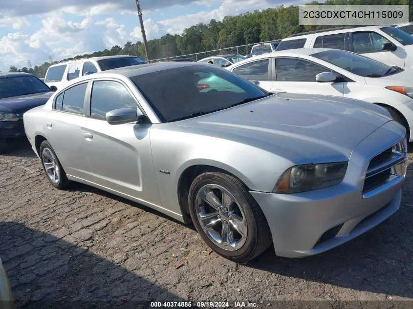 2012 Dodge Charger R/T VIN: 2C3CDXCT4CH115009 Lot: 40374885