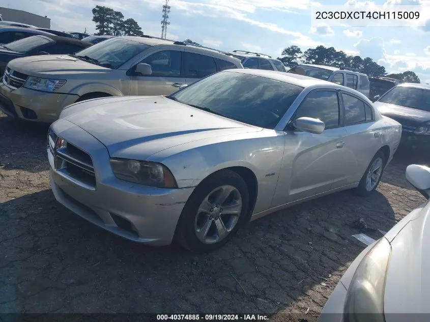 2012 Dodge Charger R/T VIN: 2C3CDXCT4CH115009 Lot: 40374885