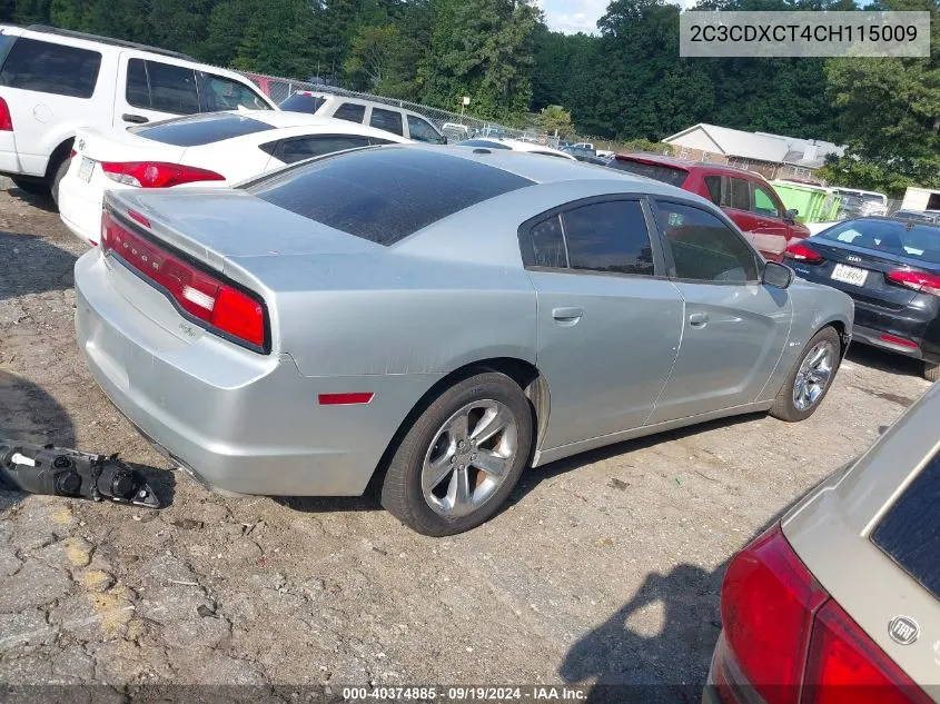 2012 Dodge Charger R/T VIN: 2C3CDXCT4CH115009 Lot: 40374885