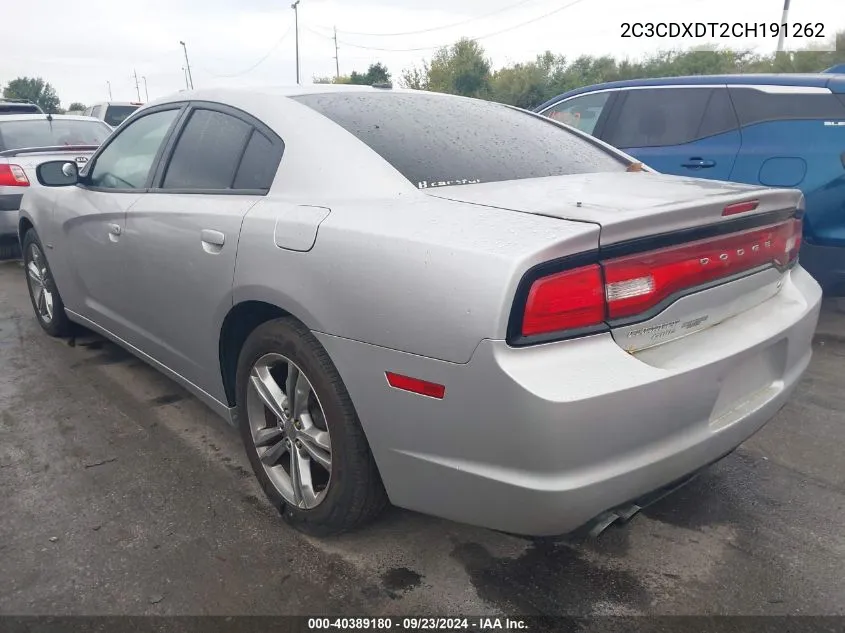 2012 Dodge Charger R/T VIN: 2C3CDXDT2CH191262 Lot: 40389180