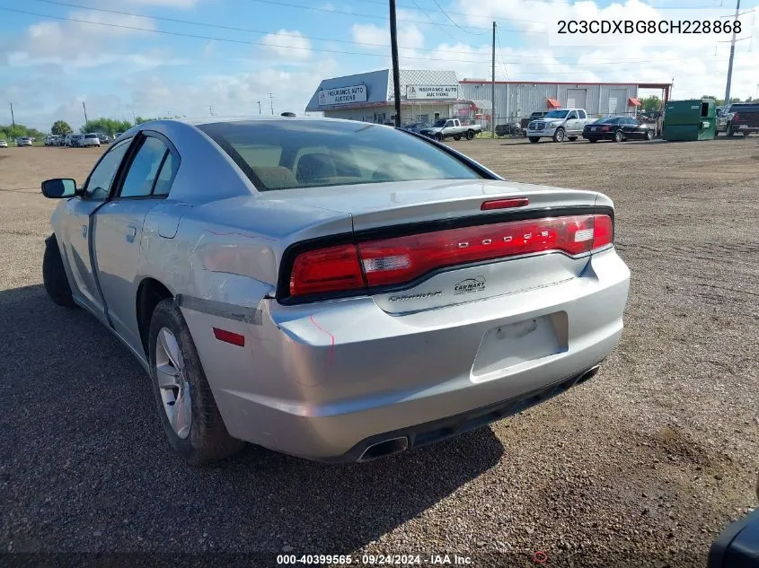 2012 Dodge Charger Se VIN: 2C3CDXBG8CH228868 Lot: 40399565